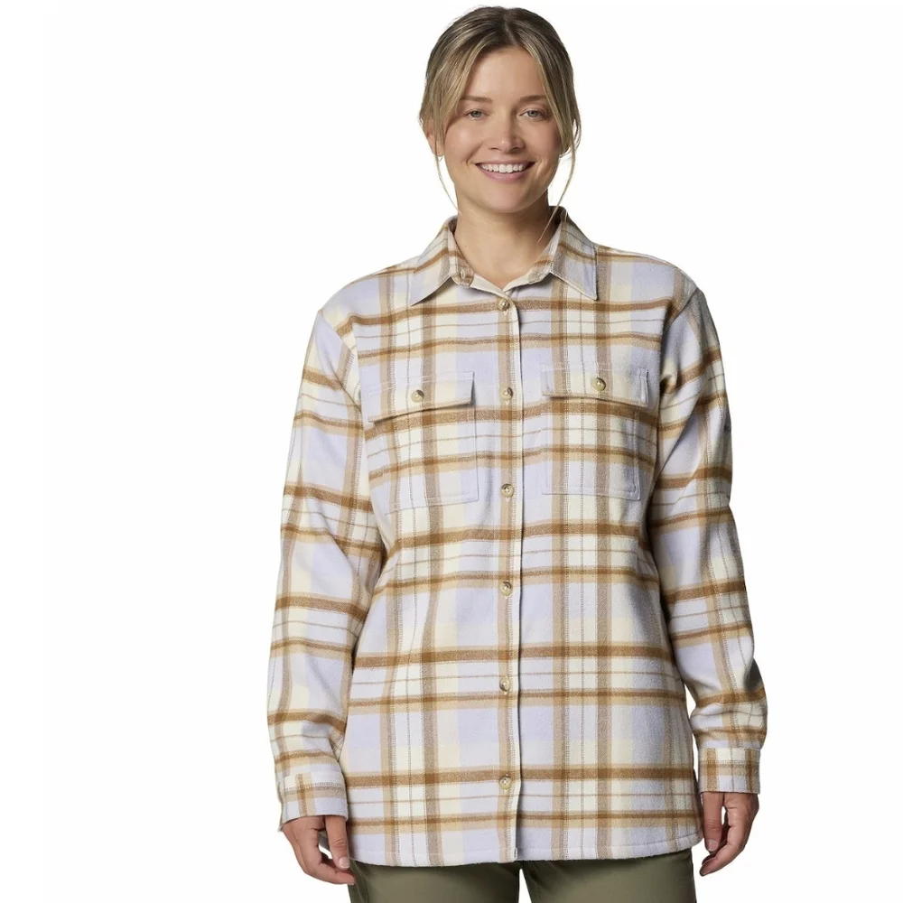 COLUMBIA Womens Blue Point Creek Shirt Jacket. Snowdrift Tartan. Size L